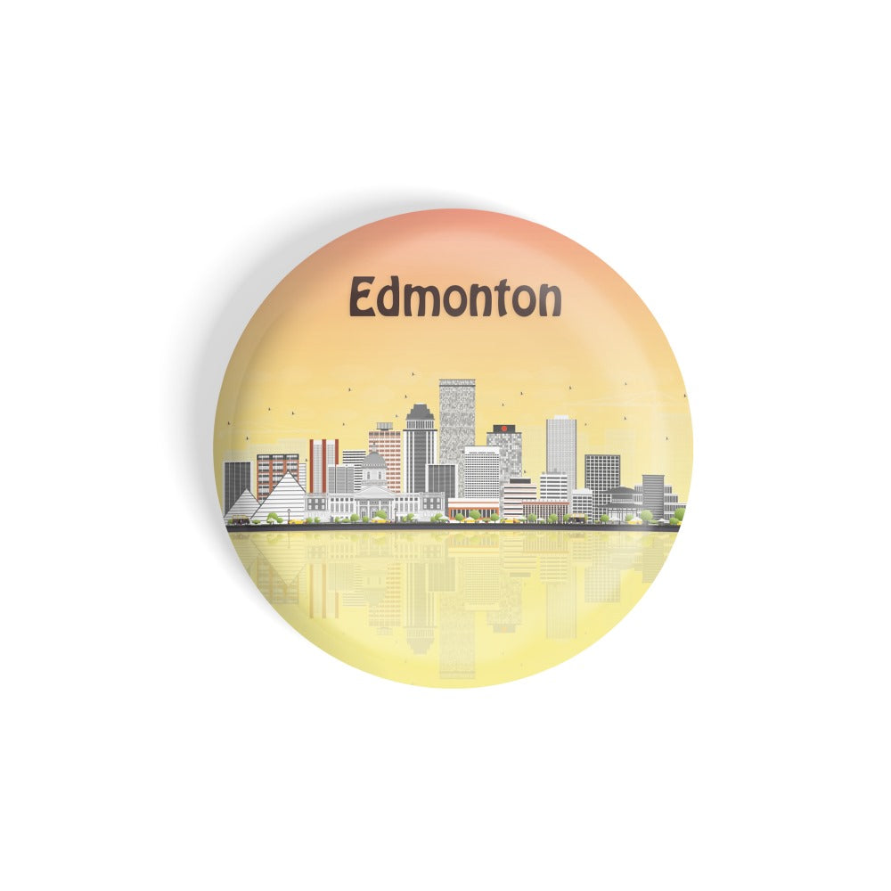 dhcrafts Round Fridge Magnet Multicolour Places Edmonton City In Canada Glossy Finish Design Pack of 1 (75 mm)